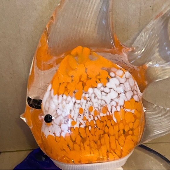 PartyLite Orange Tropical Angel Fish Blown Glass TeaLight Candle Holder NEW - Picture 3 of 5